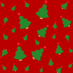 Obraz na płótnie Canvas christmas seamless pattern with minimalistic cute hand drawn New Year elements in traditional festive red green gold colors. endless illustration for packaging wrapping paper cards gift boxes