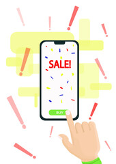 hand holding tablet pc and mobile phone