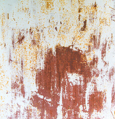 Old natural, natural rusty metal sheet metal with white paint, abstract background