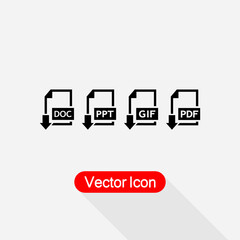 Download DOC,PTT,GIF,PDF File Icons Vector Illustration Eps10