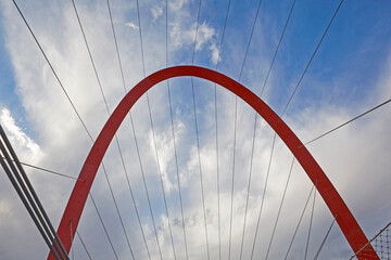 Architectural detail of the 'Olympic arch of Turin' footbridge constructed for the 2006 Olympic winter games
