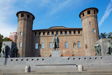 Facade of the Palazzo Madama (Royal Palace) in Castello, Turin, Italy