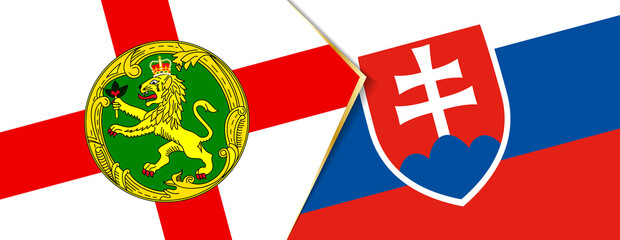 Alderney and Slovakia ia flags, two vector flags.