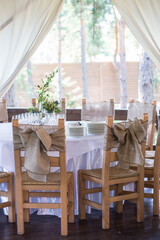 table and chairs in restaurant