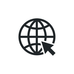 vector icon of globe with arrow symbol