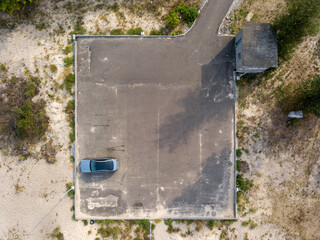 car on parking. aerial view.