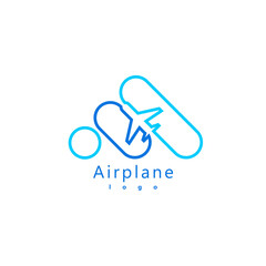 Silhouette lines Airplane logo vector