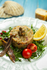 tartar spread with fish, anchovies and vegetables