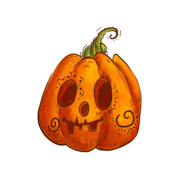 Pumpkin character. Halloween art illustration 