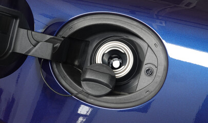 Open fuel tank door on car for fueling gasoline or diesel open