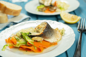 Sea bass with vegetables