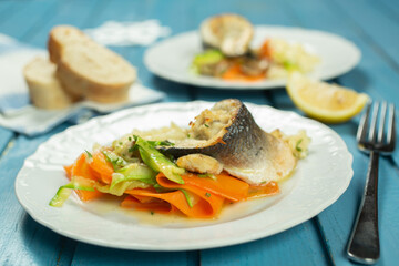 Sea bass with vegetables