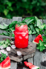 Cold cocktail with watermelon and mint