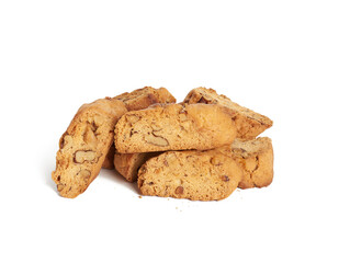 baked piece Italian almond biscotti, cantuccini cookies, traditional italian Christmas, New Year dry cookies
