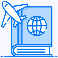 
Aeroplane with book, design of travel book in editable style 
