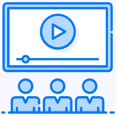 
Video presentation icon design, video lecture concept 
