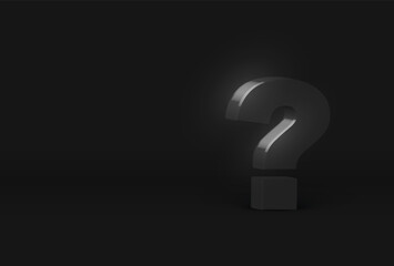 High detailed 3D dark gray character, on black background, vector illustration