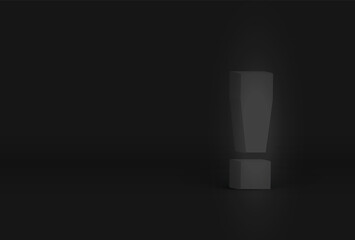 High detailed 3D dark gray character, on black background, vector illustration