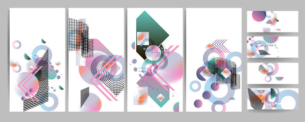 Poster design Japanese style templates set invitations to lines abstract background for book cover texture brochure