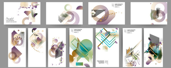 Poster design Japanese style templates set invitations to lines abstract background for book cover texture brochure