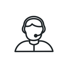 linear style male customer support icon. help center symbol isolated for web and mobile app. vector eps10