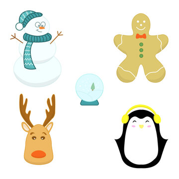 Christmas and New Year vector set. Icons and decorations.