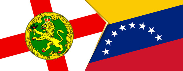 Alderney and Venezuela flags, two vector flags.