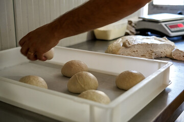 preparation of pizza in pala