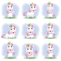 cute unicorn collection with apache costume