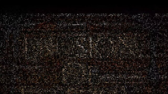 Erosion of Freedom text on vintage textured rusty nails with animated erosion and collapse