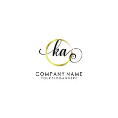 KA Initial handwriting logo template vector

