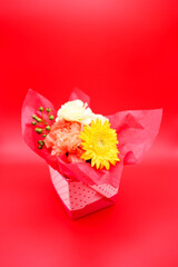 フラワーアレンジ 花束 レッド