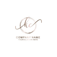 KC Initial handwriting logo template vector

