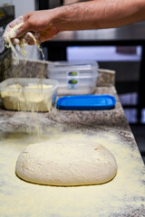 preparation of pizza in pala