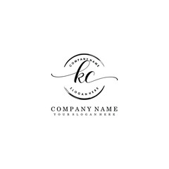 KC Initial handwriting logo template vector

