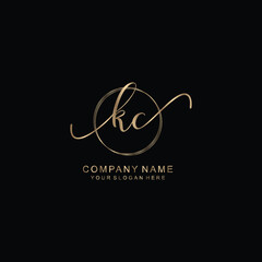 KC Initial handwriting logo template vector

