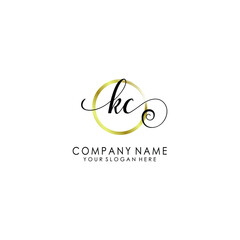 KC Initial handwriting logo template vector

