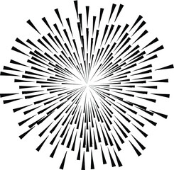 Obraz premium Radial Lines in Circle Form for comic books . Explosion background . Vector Illustration . Vintage round Logo . Handwritten Design element . Abstract Geometric shape . Sunburst .