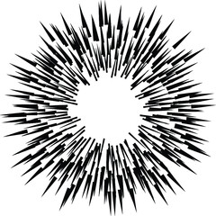 Obraz premium Radial Lines in Circle Form for comic books . Explosion background . Vector Illustration . Vintage round Logo . Handwritten Design element . Abstract Geometric shape . Sunburst .