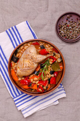 Stewed poultry with vegetables and beans