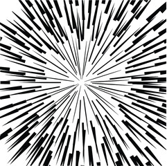 Obraz premium Radial Lines in Circle Form for comic books . Explosion background . Vector Illustration . Vintage round Logo . Handwritten Design element . Abstract Geometric shape . Sunburst .