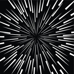 Radial Lines in Circle Form for comic books . Explosion background . Vector Illustration . Vintage round Logo . Handwritten Design element . Abstract Geometric shape . Sunburst .