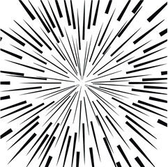 Obraz premium Radial Lines in Circle Form for comic books . Explosion background . Vector Illustration . Vintage round Logo . Handwritten Design element . Abstract Geometric shape . Sunburst .