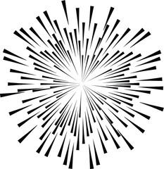 Obraz premium Radial Lines in Circle Form for comic books . Explosion background . Vector Illustration . Vintage round Logo . Handwritten Design element . Abstract Geometric shape . Sunburst .