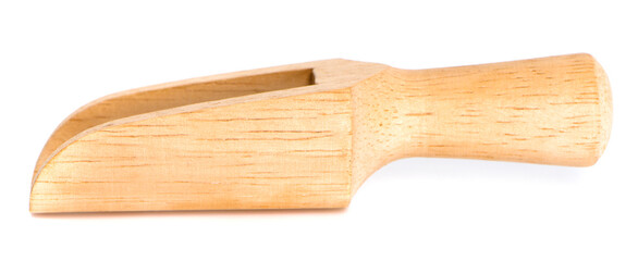 Wooden scoop an isolated on white background.