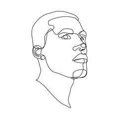 portrait of a man with a single line minimalistic drawing
