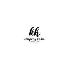 KH Initial handwriting logo template vector