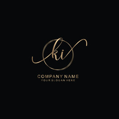 KI Initial handwriting logo template vector