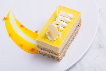 delicious lemon cake on a white plate