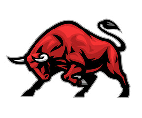 angry bull mascot ready yo attack